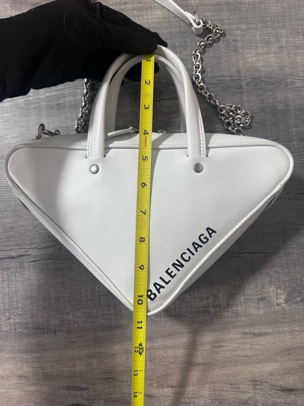34-26 Balenciaga Triangle Chain Duffle Calfskin Leather Shoulder Bag - Picture 11 of 14
